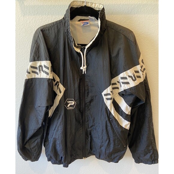 Vintage Soccer 90s Patrick Brand Black/White Nylon Jacket, Size Adult Large - Picture 1 of 7